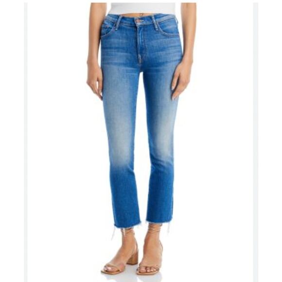 MOTHER The Insider High Rise Ankle Fray Hem Bootcut Jeans in Eager Beaver 25 - Picture 1 of 5